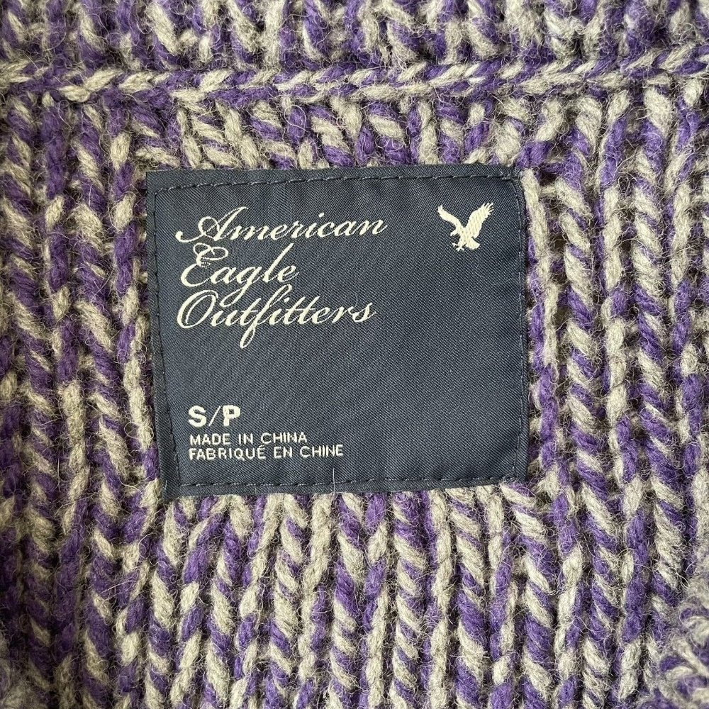 American Eagle Sweater Womens Small Purple Gray Button Cardigan Pockets Cozy - Picture 4 of 9